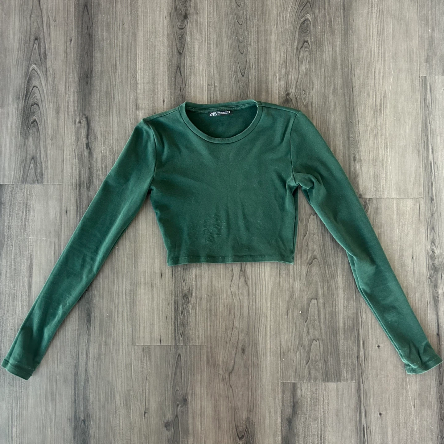Zara Green Long Sleeve Crop Top