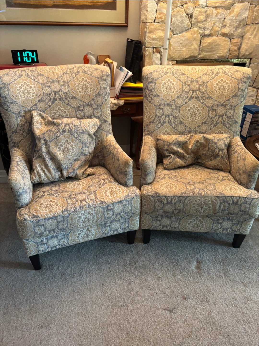 Patterned Wingback Chair - Set of 2