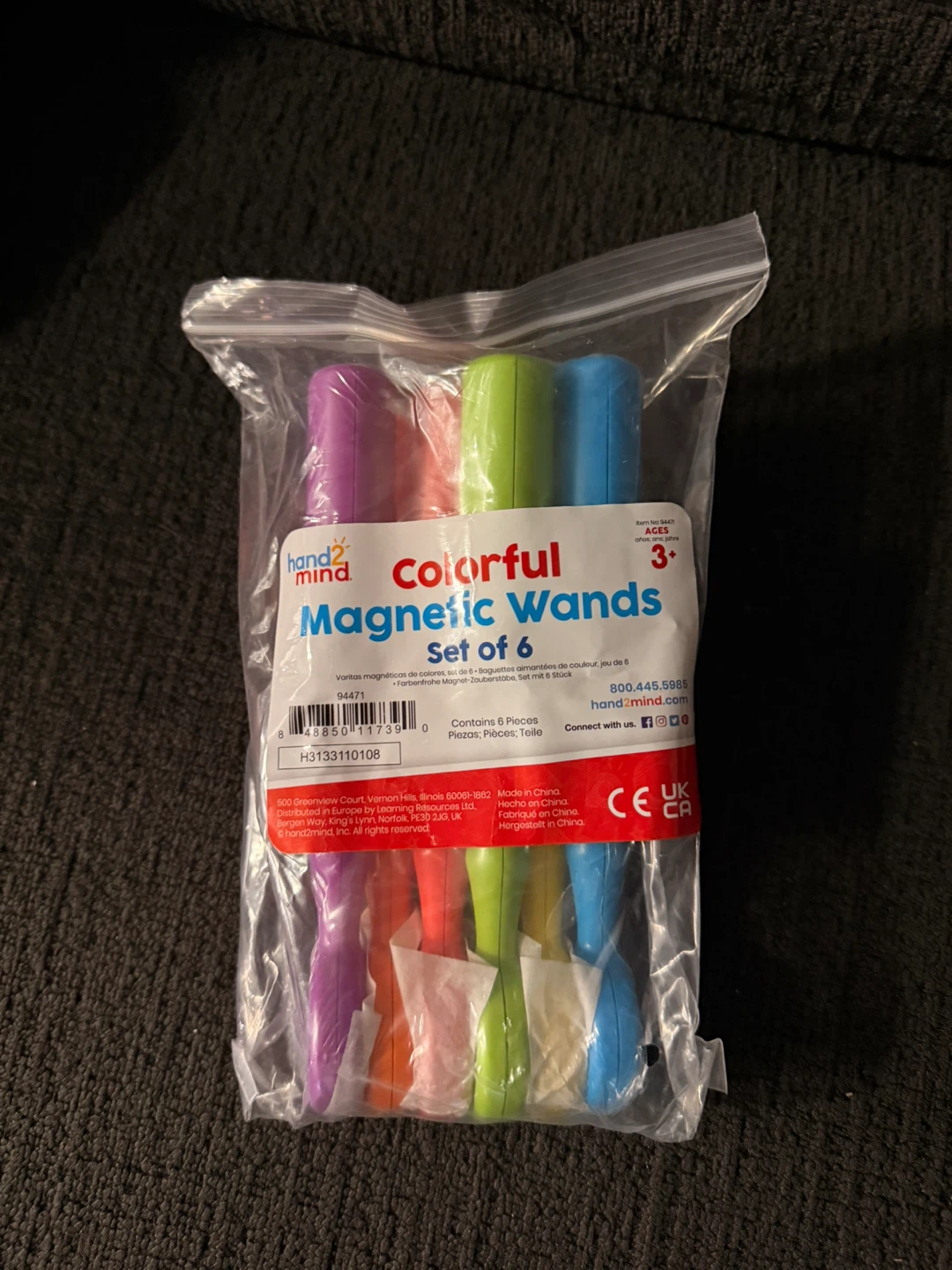 Hand2mind Colorful Magnetic Wands - Set of 6