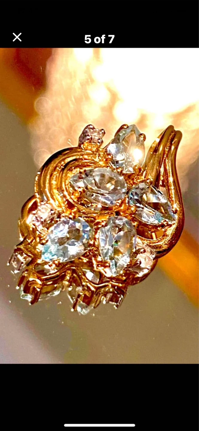 💎10K Gold Pendant with Aquamarine Stones & Diamonds - photo 3