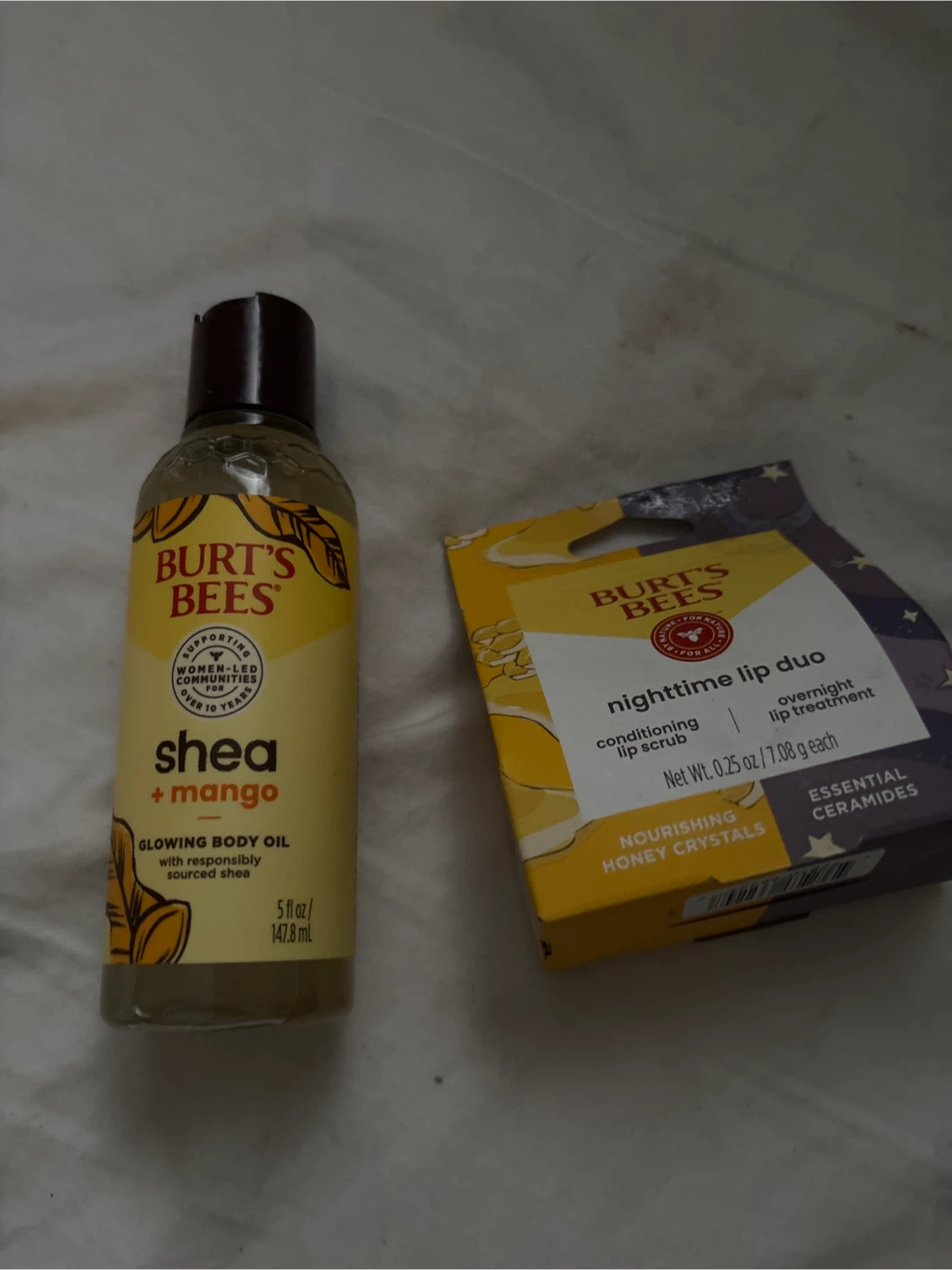 Burt's Bees Shea + Mango Body Oil & Nighttime Lip Duo