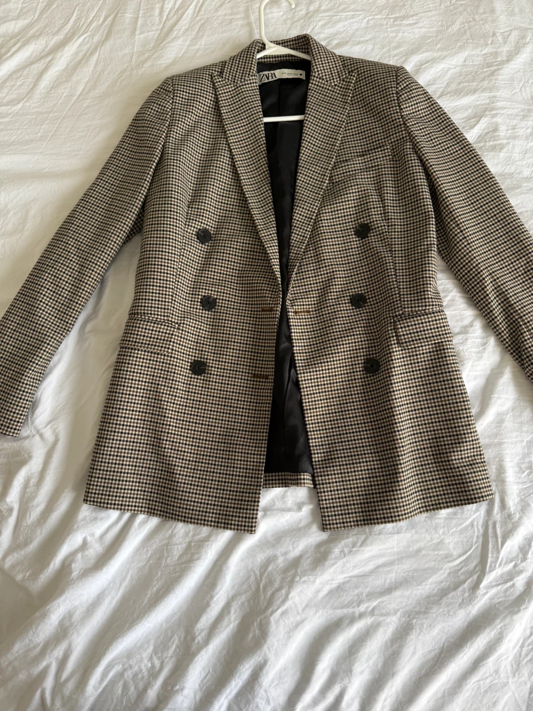 Zara Houndstooth Double Breasted Blazer