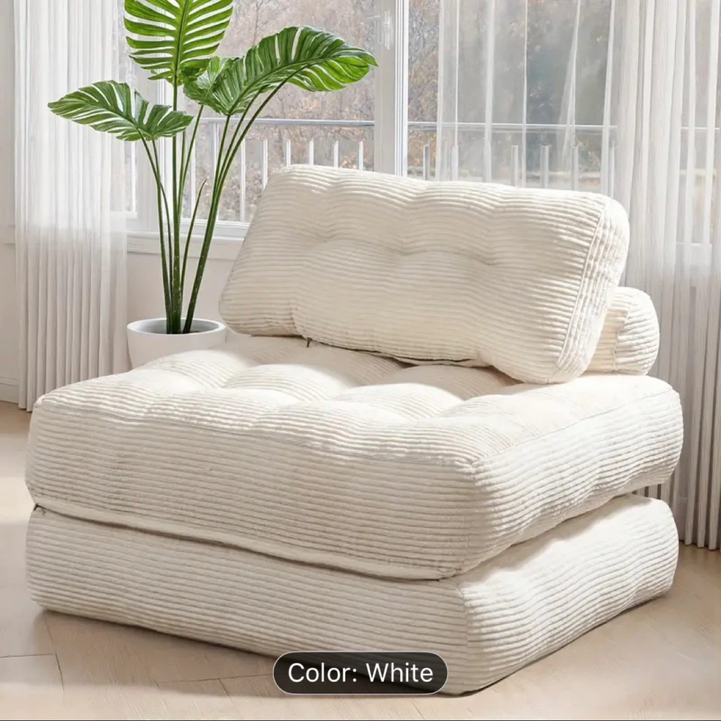 New 4-in-1 folding sofa bed, beige convertible sleeper chair - photo 5