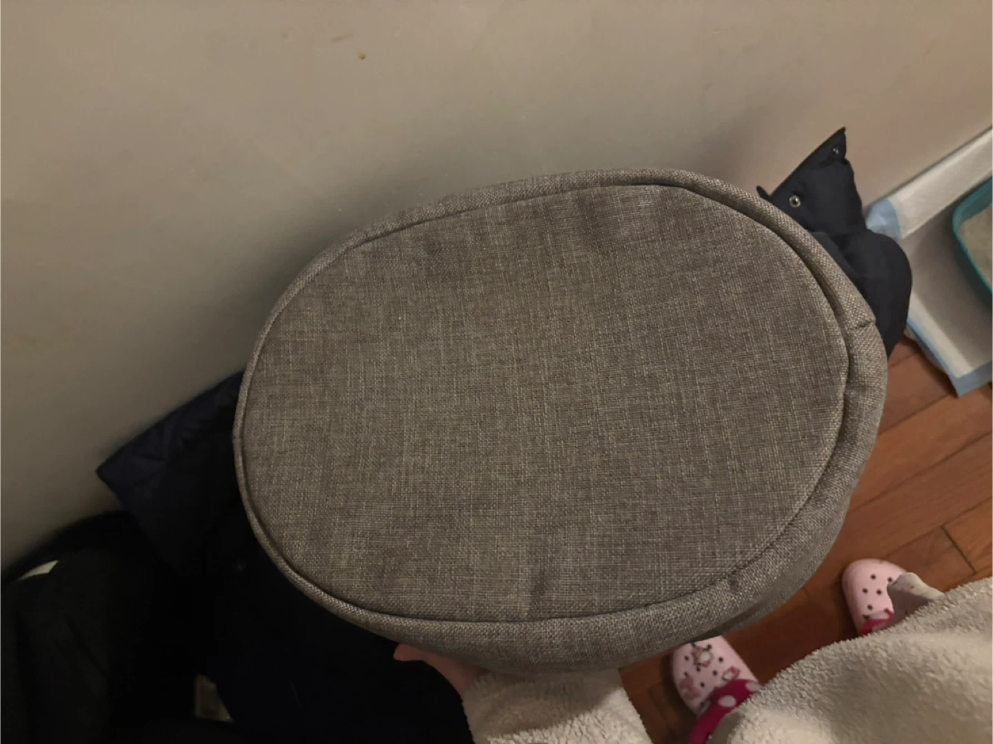 Gray Fabric Basket with Handles - photo 3