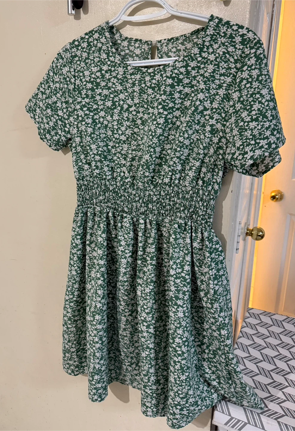 Floral Print Dress - Black and Green