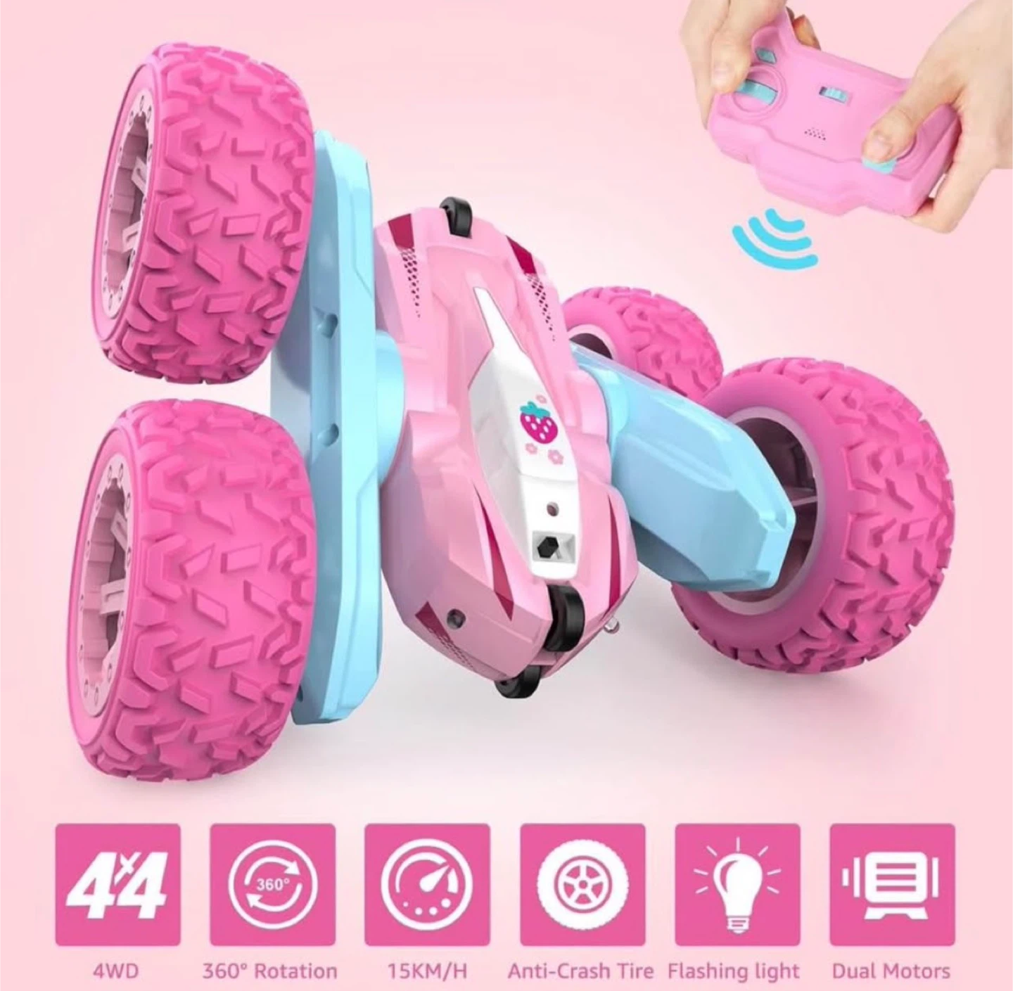 Pink Stunt RC Car - 4WD, 360° Rotating - photo 3