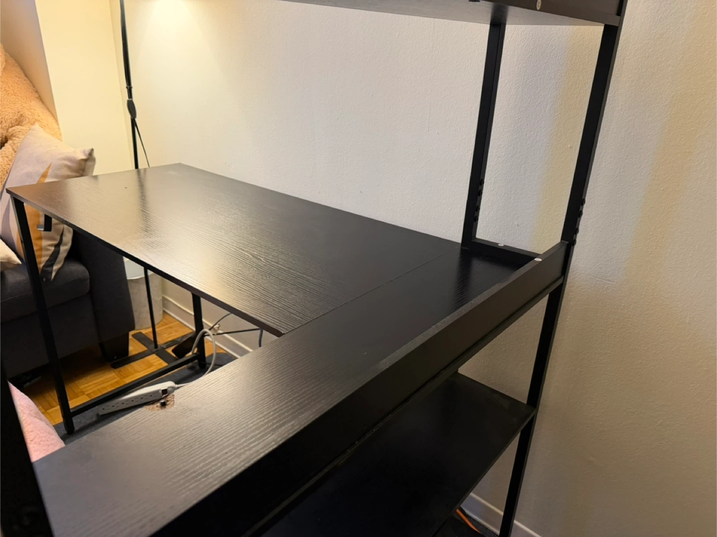 Black L-Desk with Shelves - photo 2