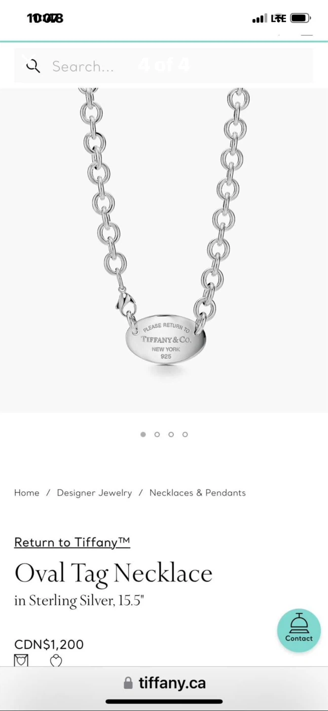 💎Tiffany & Co. Oval Tag Necklace 15.5" Sterling Silver - photo 4