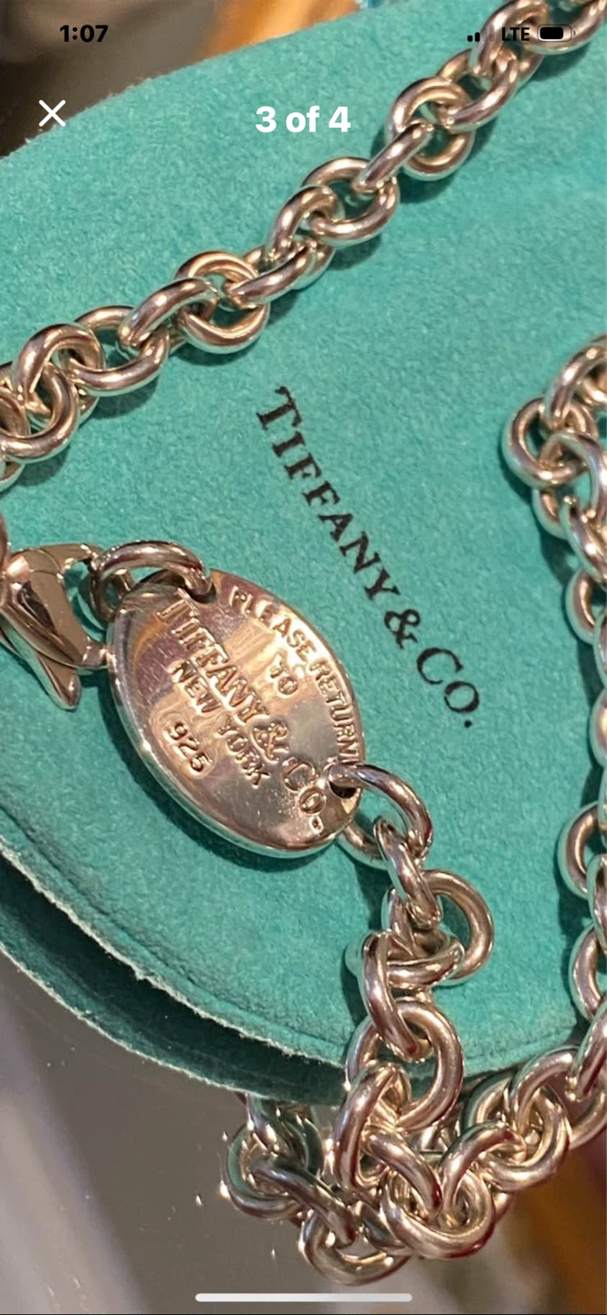 💎Tiffany & Co. Oval Tag Necklace 15.5" Sterling Silver