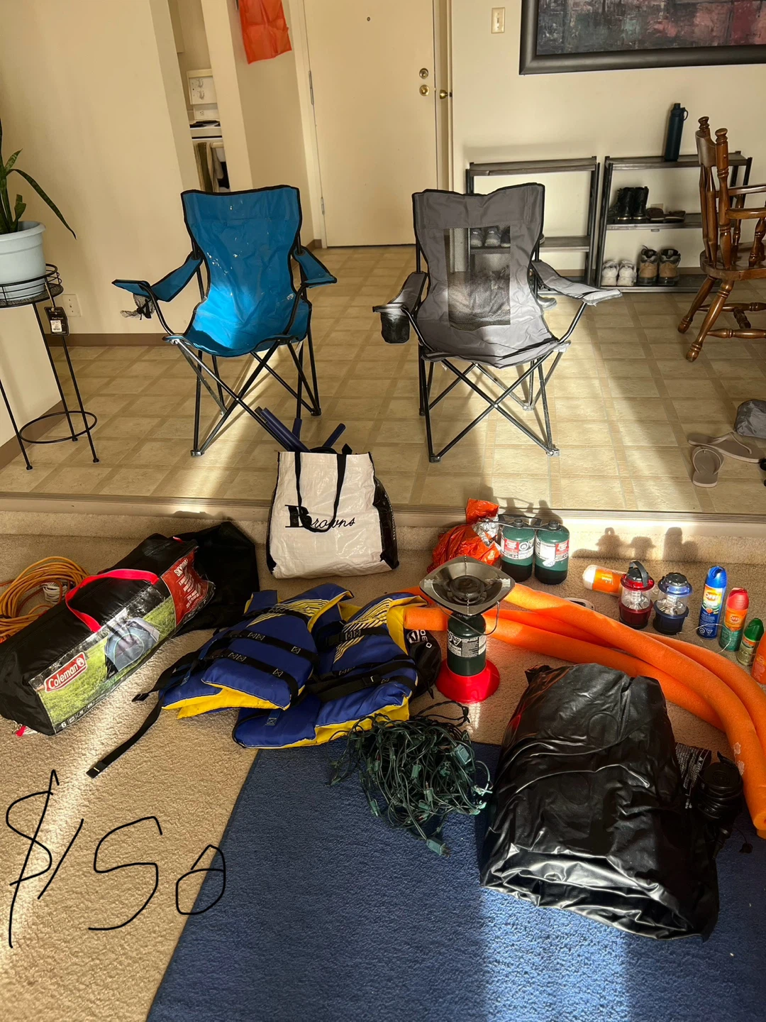 Camping tent, Stove & Life Jackets 26 items