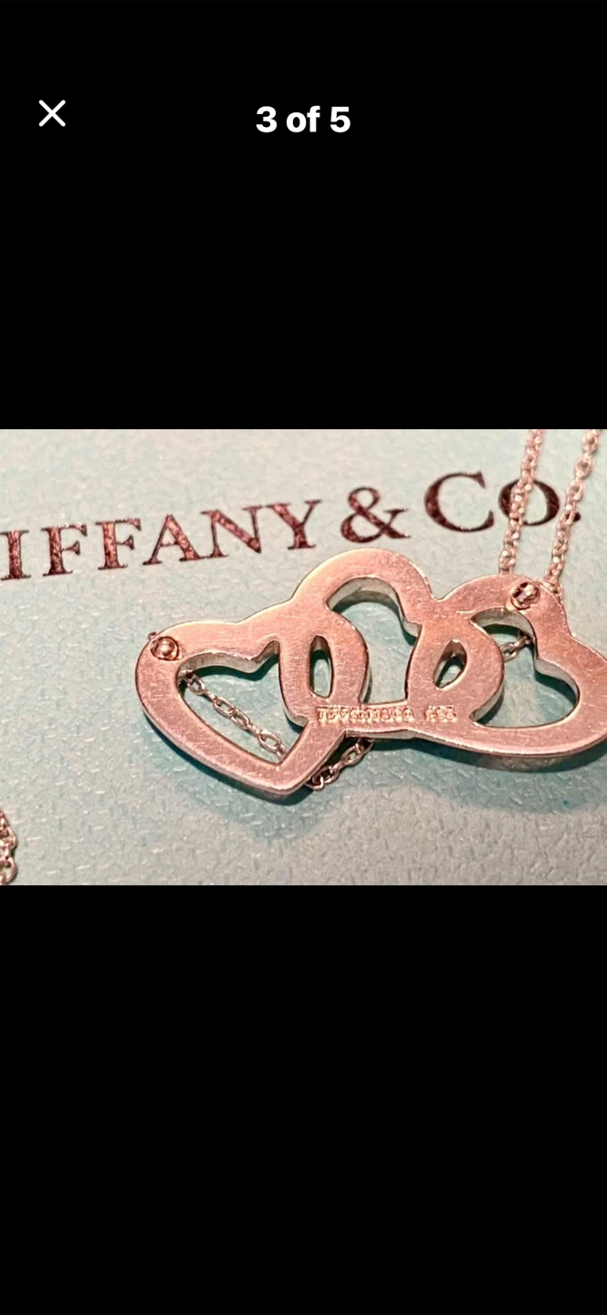 💎Tiffany & Co. Triple Heart Pendant Necklace - photo 3