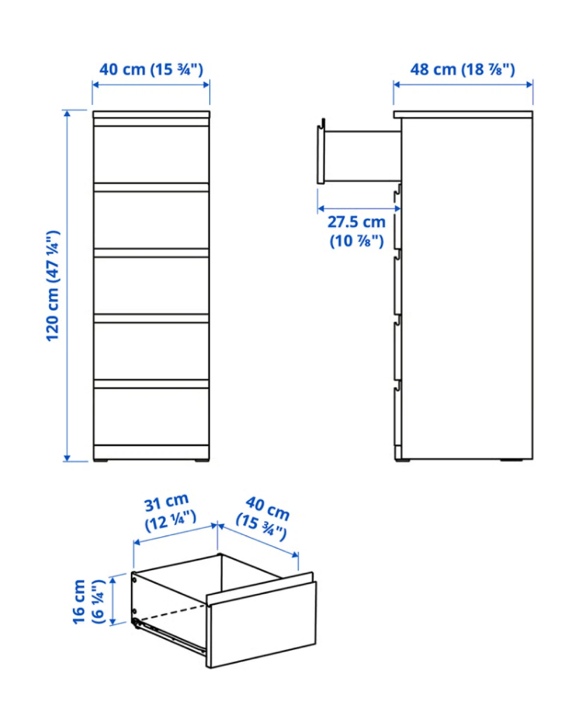 IKEA 5-Drawer Chest - White - photo 2