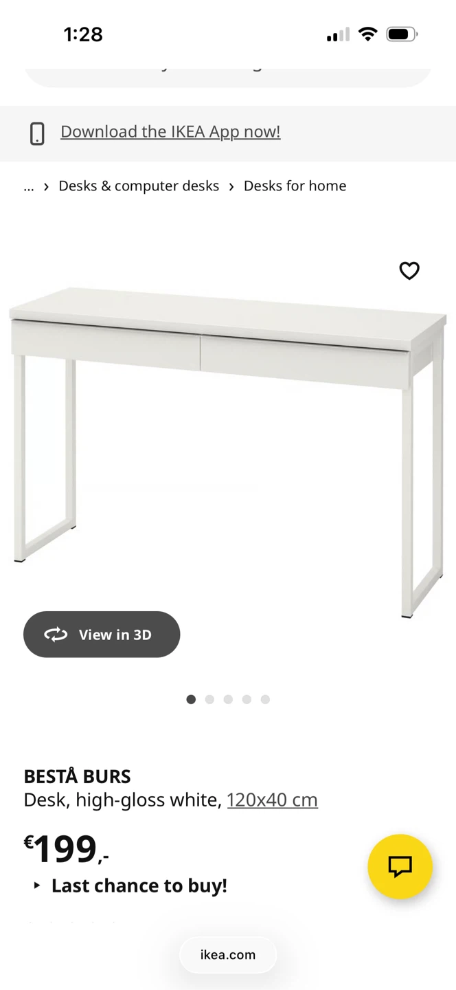 IKEA BESTA Desk, High-Gloss White, 120x40 cm - photo 4