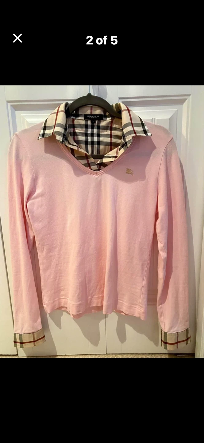 🏴󠁧󠁢󠁥󠁮󠁧󠁿 Burberry London Pink Long Sleeve Top - Size L - photo 2
