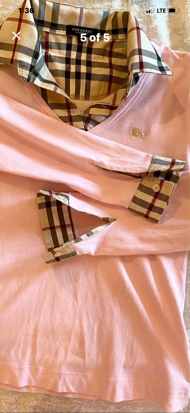 🏴󠁧󠁢󠁥󠁮󠁧󠁿 Burberry London Pink Long Sleeve Top - Size L - photo 5