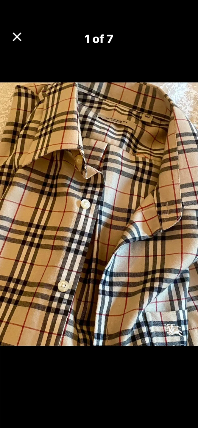 🏴󠁧󠁢󠁥󠁮󠁧󠁿 Burberry Unisex Plaid Short Sleeve Shirt - Size 16 1/2