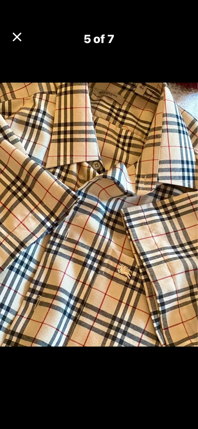 🏴󠁧󠁢󠁥󠁮󠁧󠁿 Burberry Unisex Plaid Short Sleeve Shirt - Size 16 1/2 - photo 5
