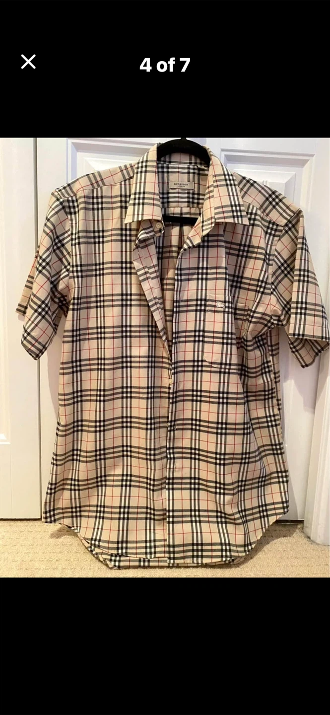 🏴󠁧󠁢󠁥󠁮󠁧󠁿 Burberry Unisex Plaid Short Sleeve Shirt - Size 16 1/2 - photo 4