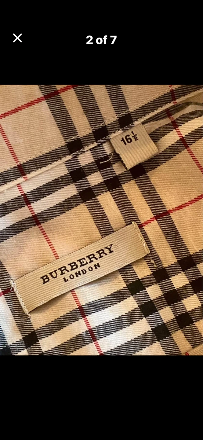 🏴󠁧󠁢󠁥󠁮󠁧󠁿 Burberry Unisex Plaid Short Sleeve Shirt - Size 16 1/2 - photo 2
