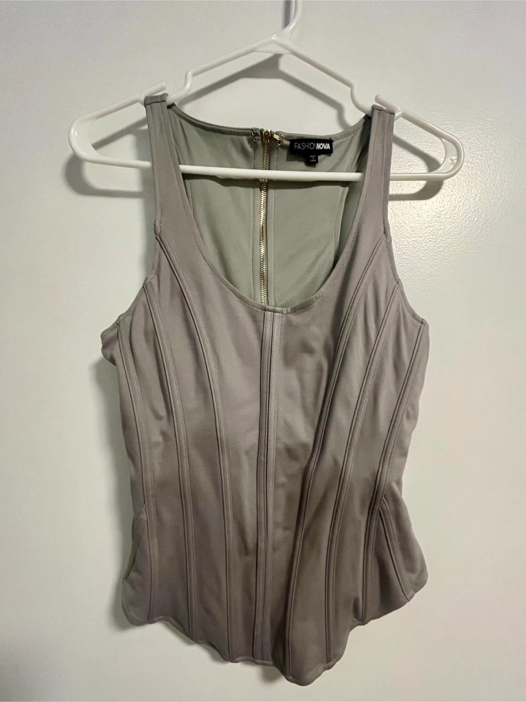 Fashion Nova Grey Corset Top - Size S
