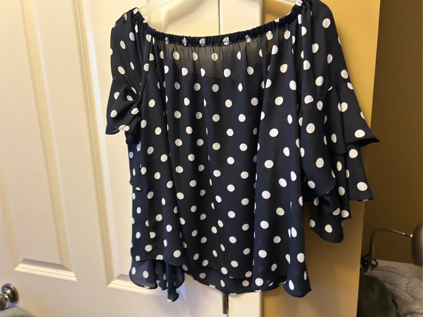 Size s/m Polka Dot Blouse - Navy & White - photo 2