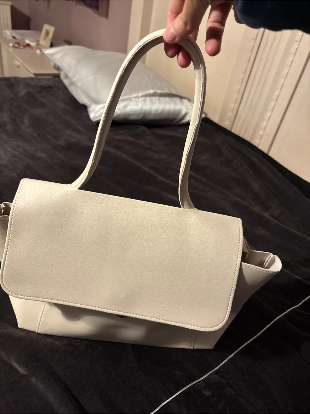 Korean Leather Beige Shoulder Bag