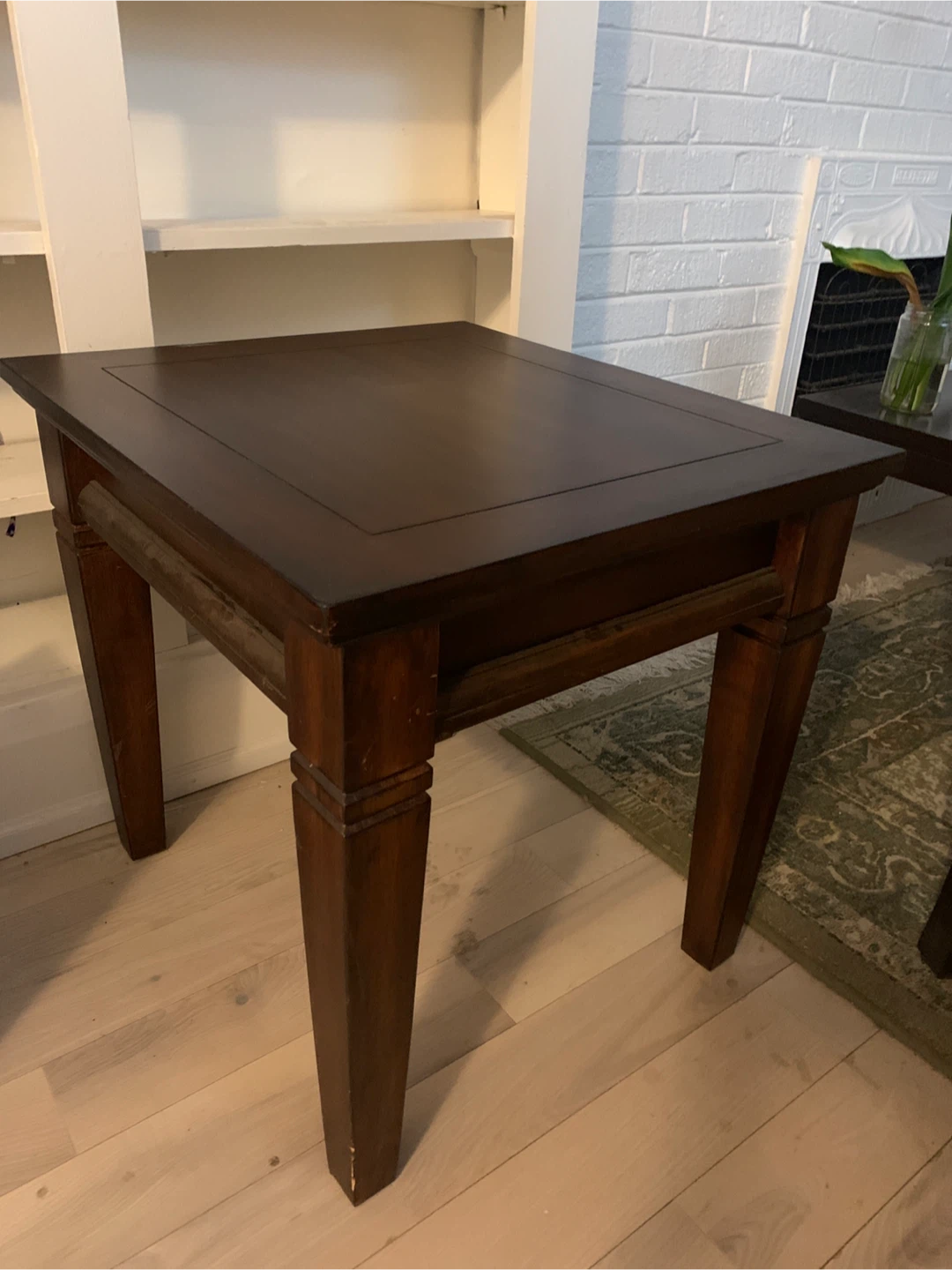 2 x Dark Brown Wooden Side Tables