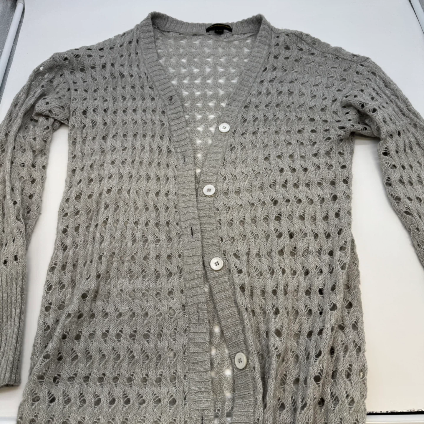 Catherine Malandrino Open Knit Long Cardigan XL Like New - photo 4