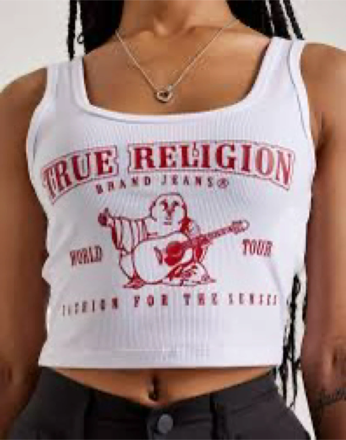 True Religion White Ribbed Tank Top - Size M