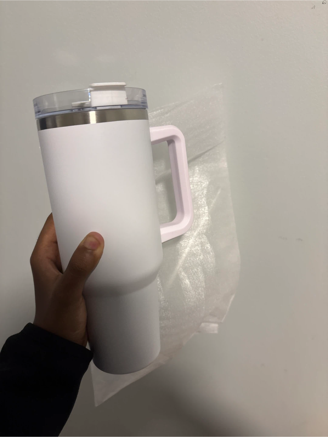 White Tumbler with Handle and straw brand new