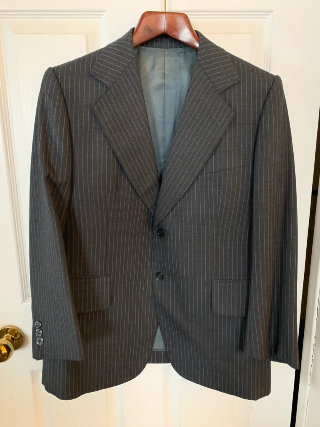 Men's Medium Size Charcoal Grey Pinstripe Suit