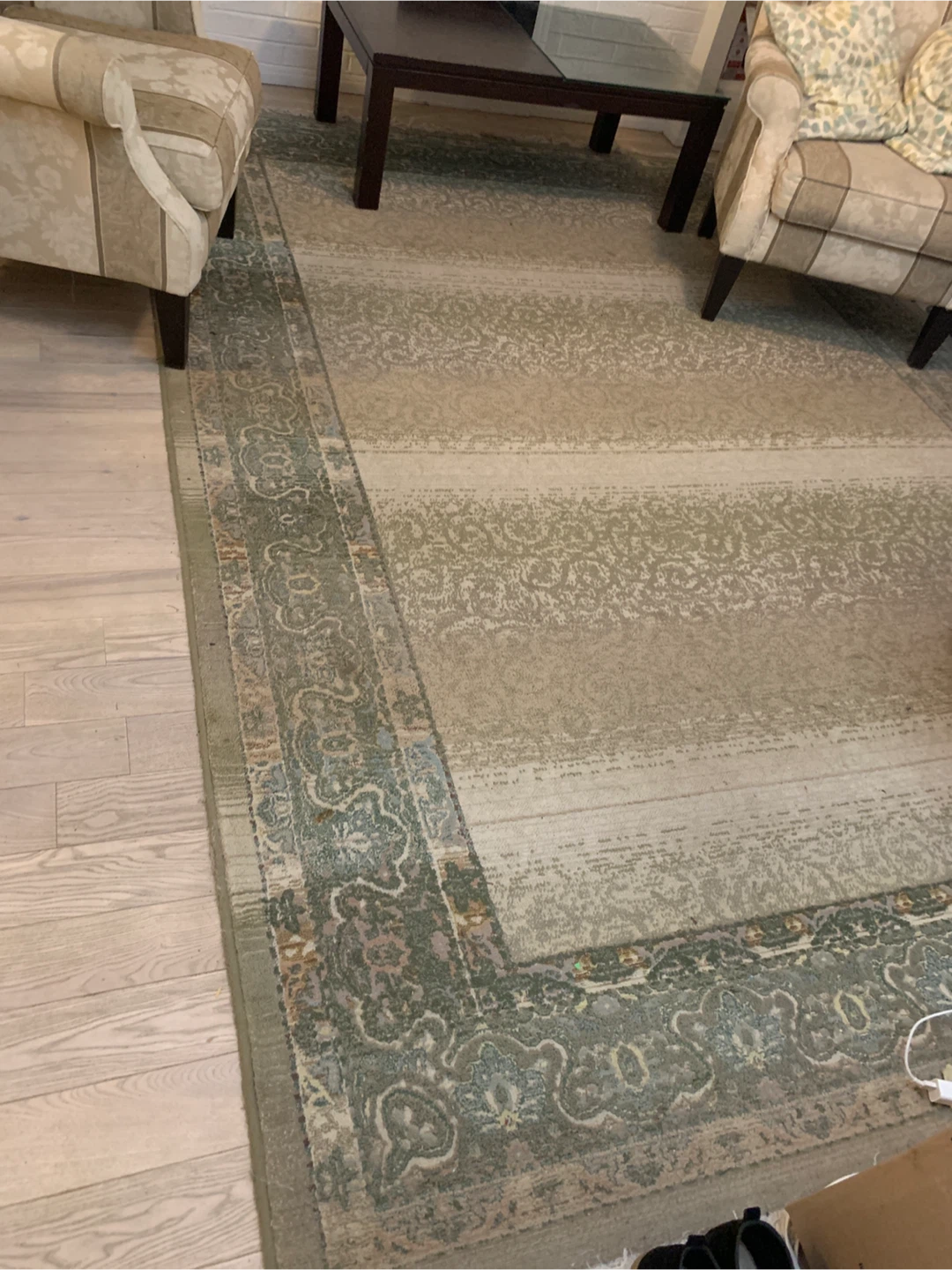 Area Rug - Beige & Green Patterned