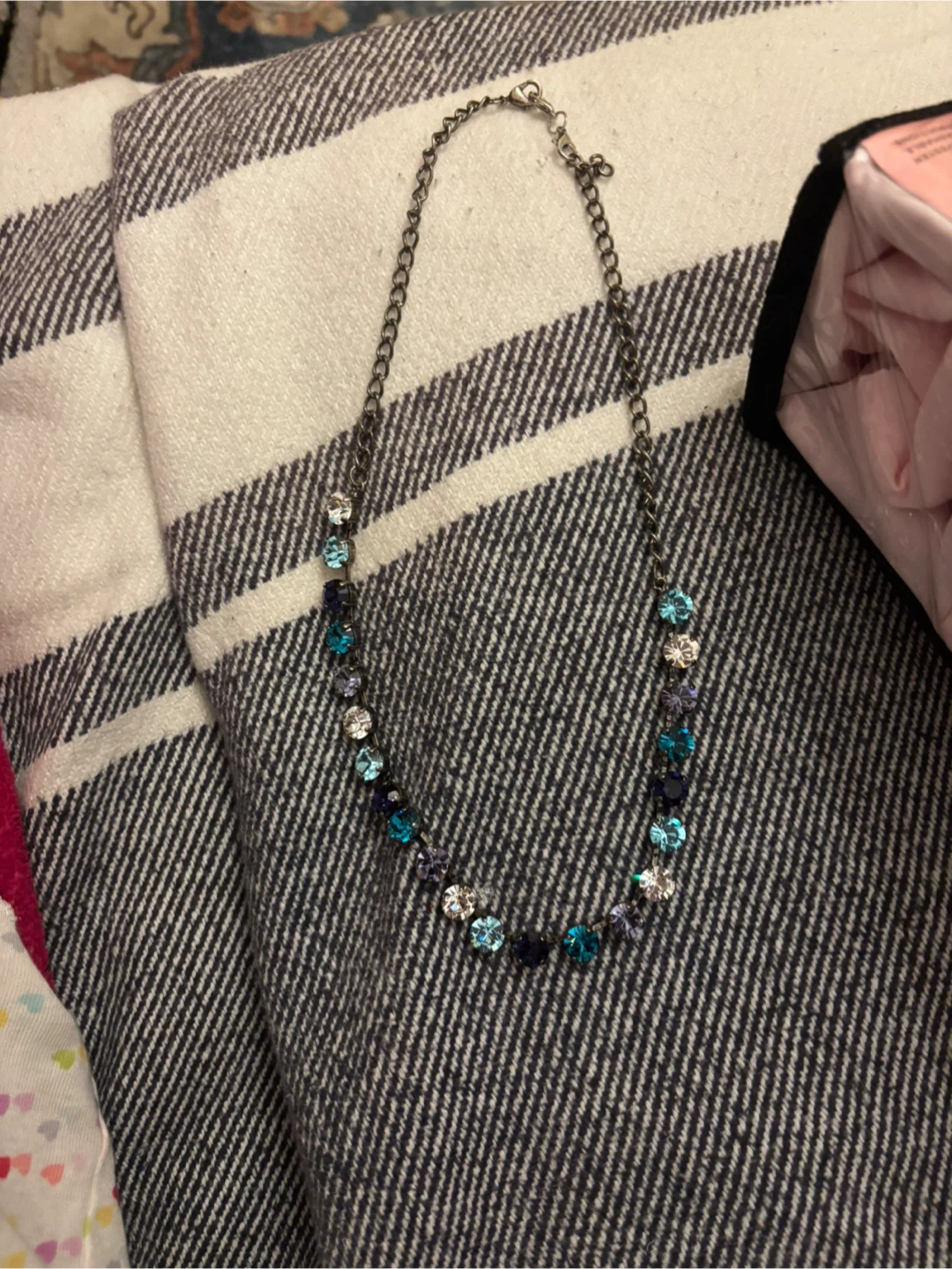 Necklace with Blue and Clear Stones