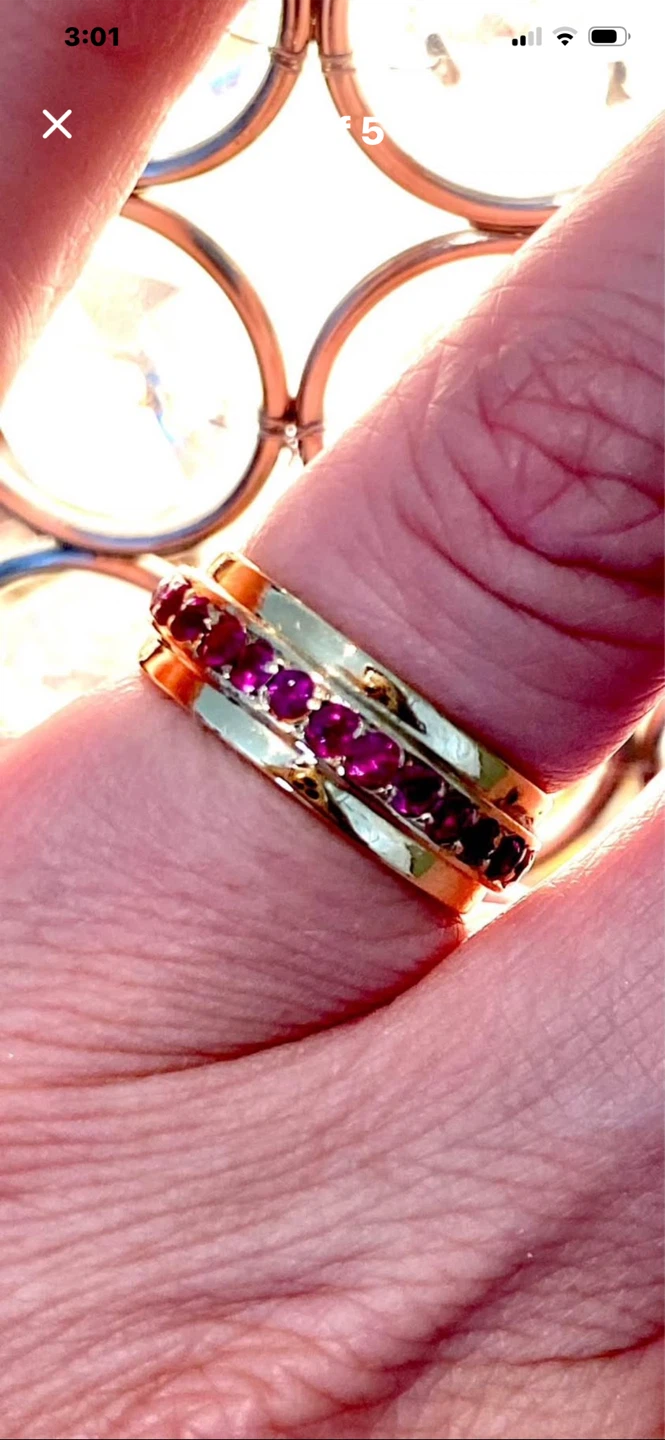 💖Estate 14k Gold Eternity Ring with 28-Rubies - photo 3