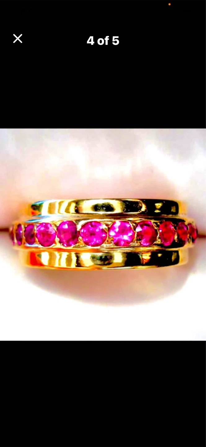 💖Estate 14k Gold Eternity Ring with 28-Rubies - photo 4