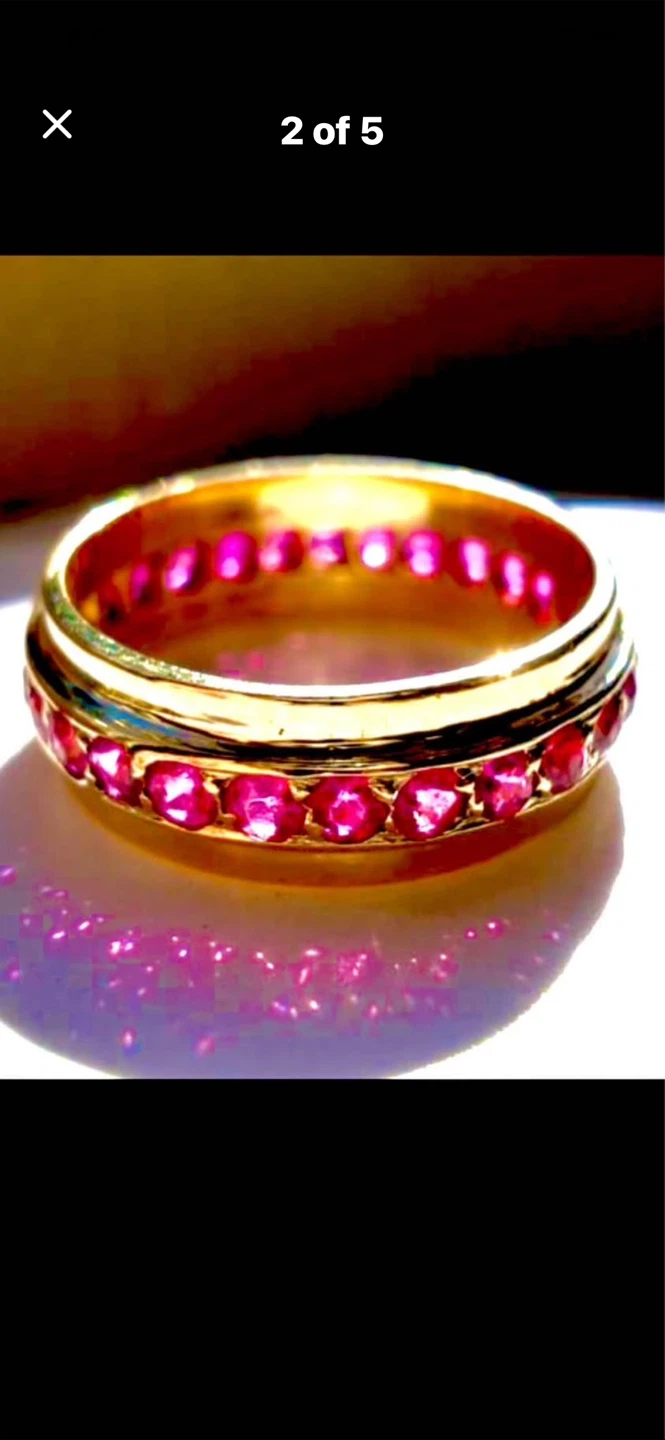 💖Estate 14k Gold Eternity Ring with 28-Rubies - photo 2