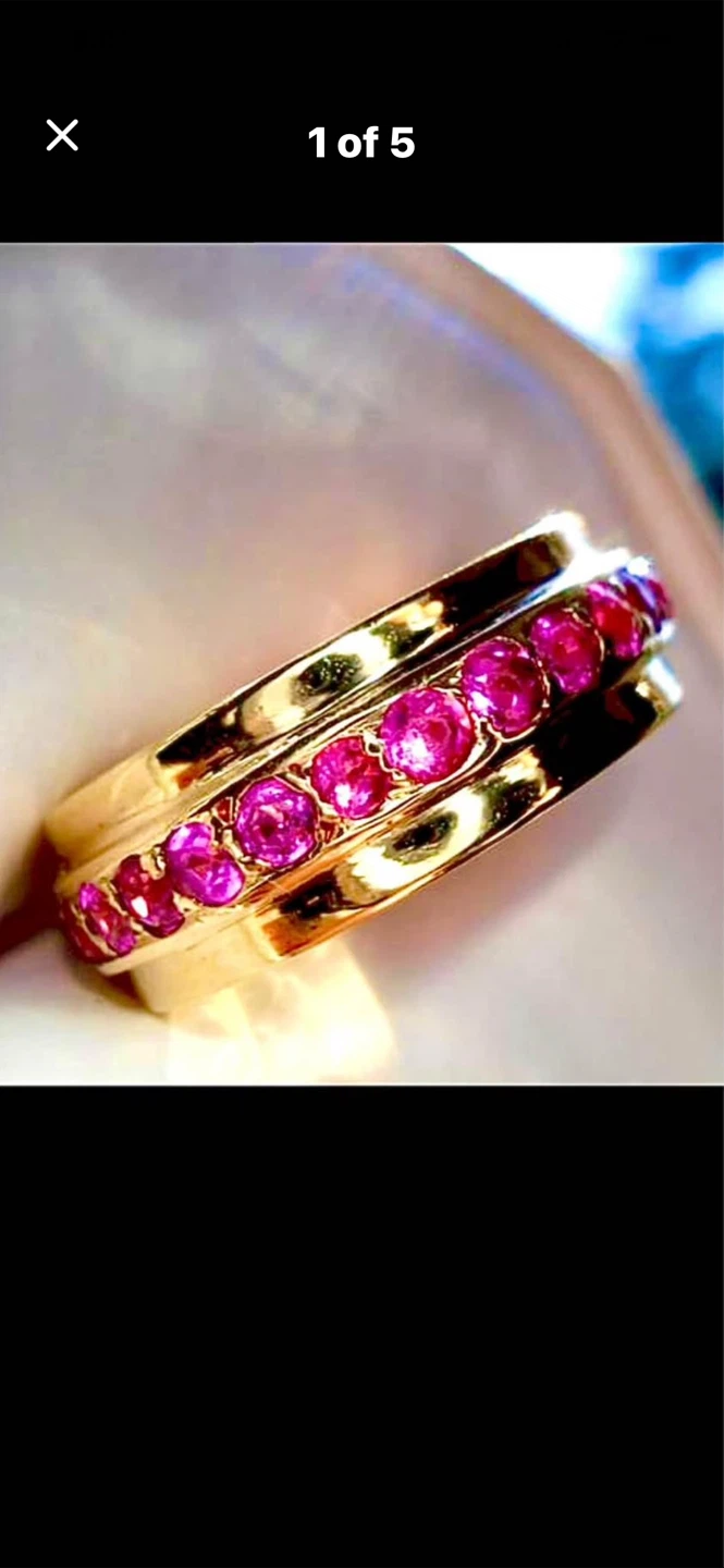 💖Estate 14k Gold Eternity Ring with 28-Rubies