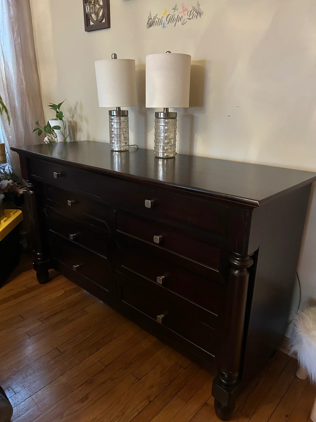 Dark Wood Dresser with Lamps - photo 2