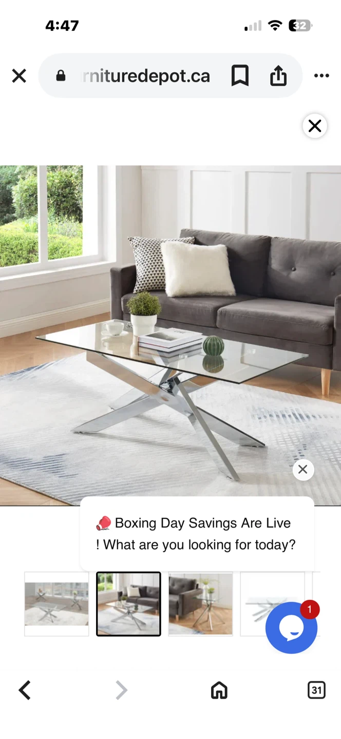 Glass Coffee Table with Chrome Legs