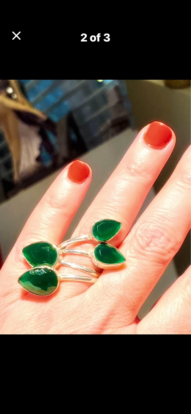 💚Raw Emerald Snake Ring-One Size - photo 2
