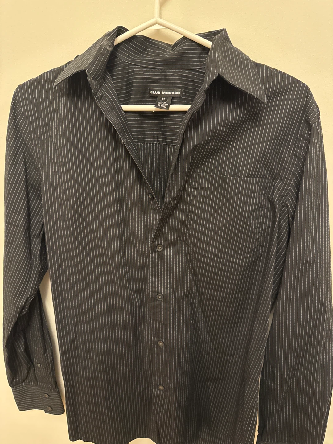 Club Monaco Black Striped Dress Shirt - Size S