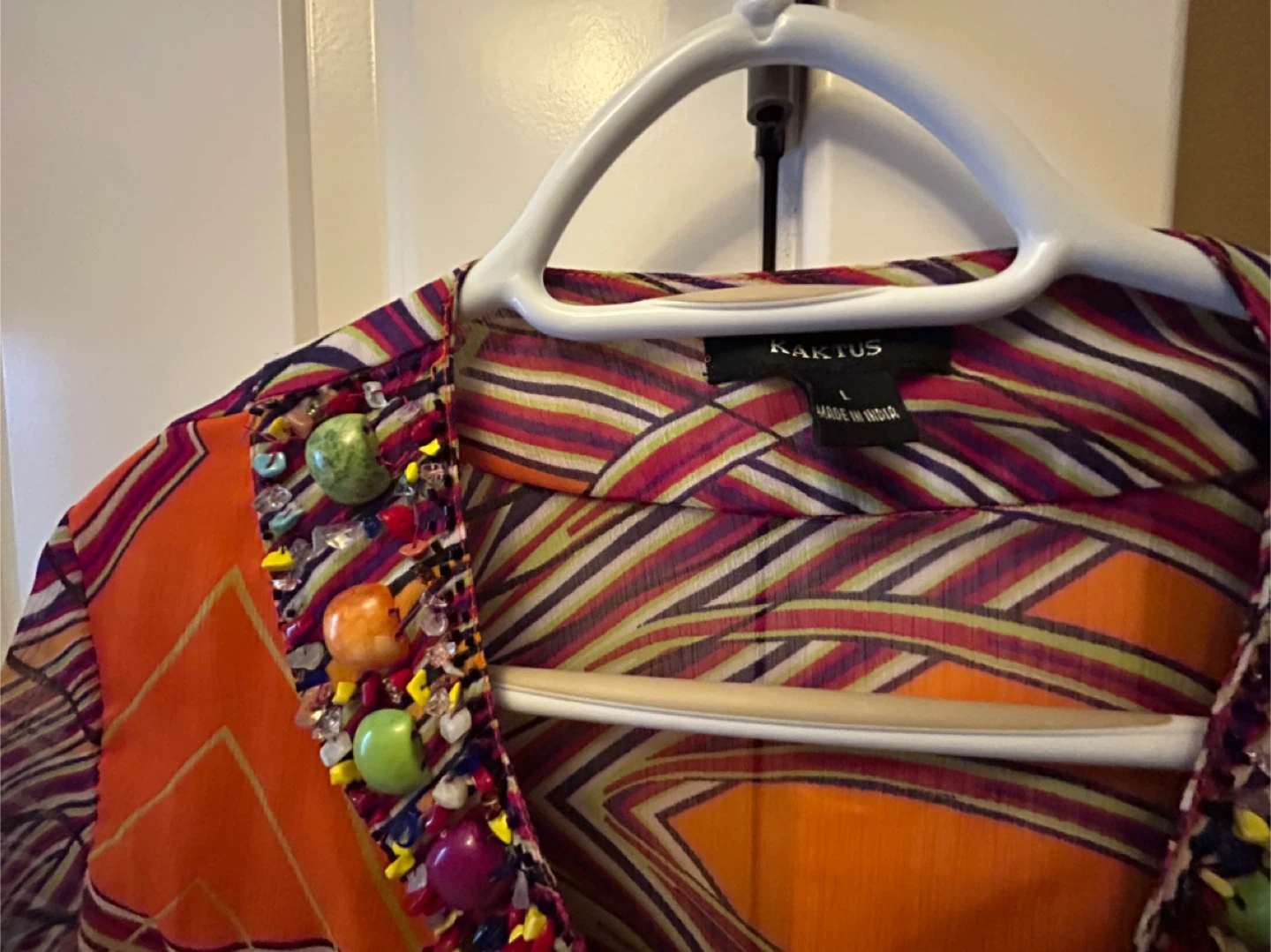 Kaktus Orange Purple Beaded Tunic - Size L - photo 2