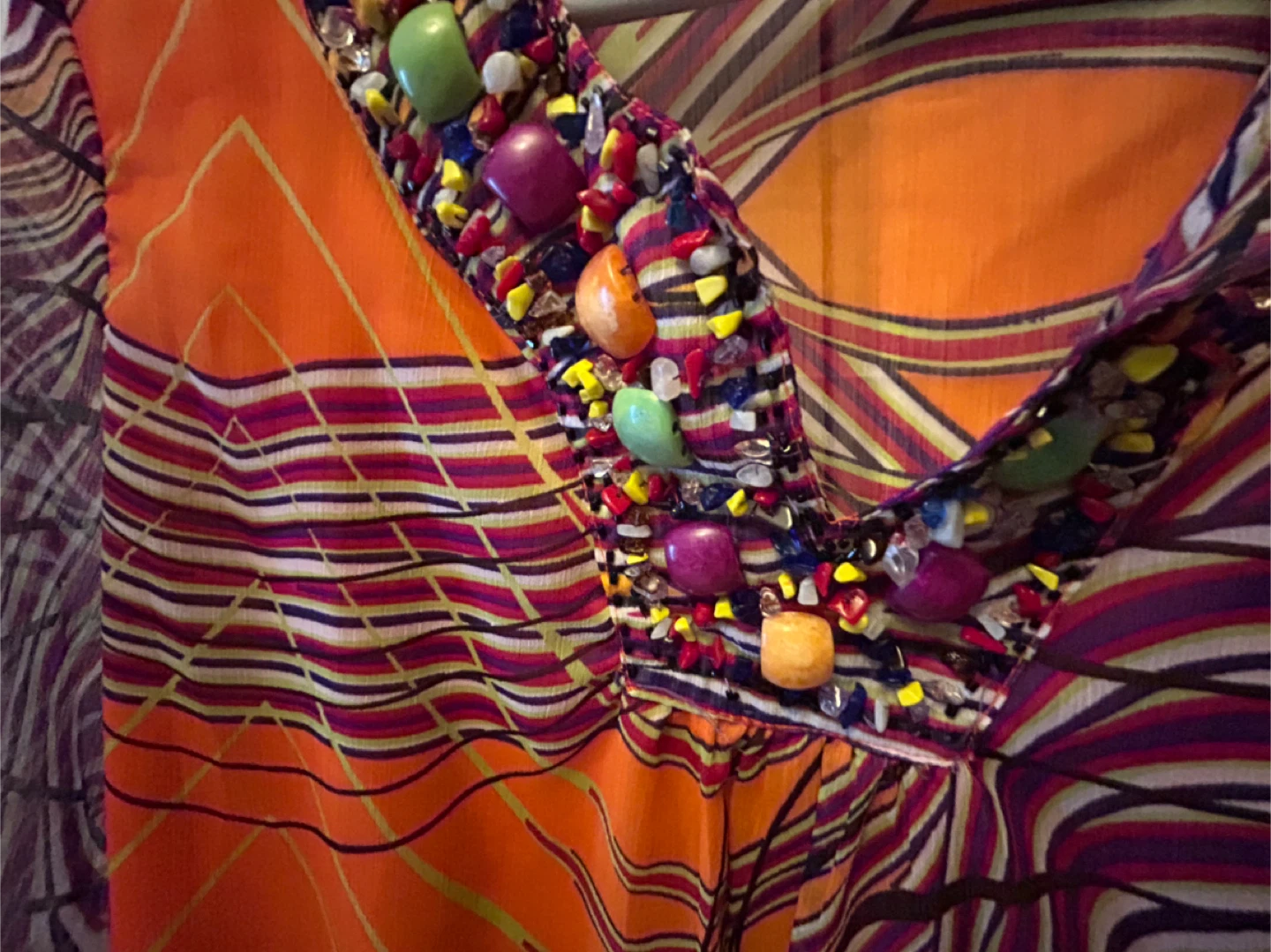 Kaktus Orange Purple Beaded Tunic - Size L - photo 3