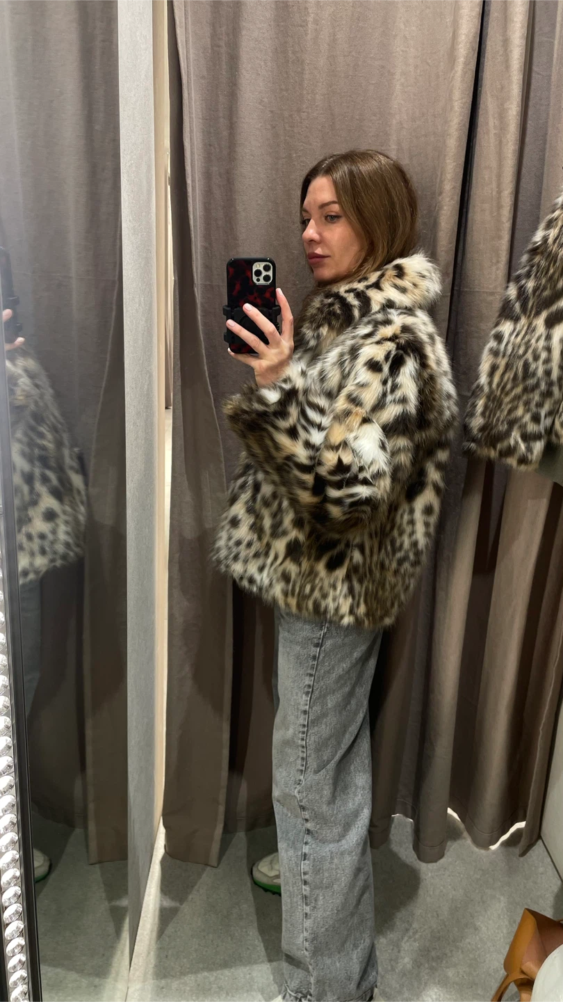 Zara eye-catching Leopard Faux Fur Coat size L - photo 2