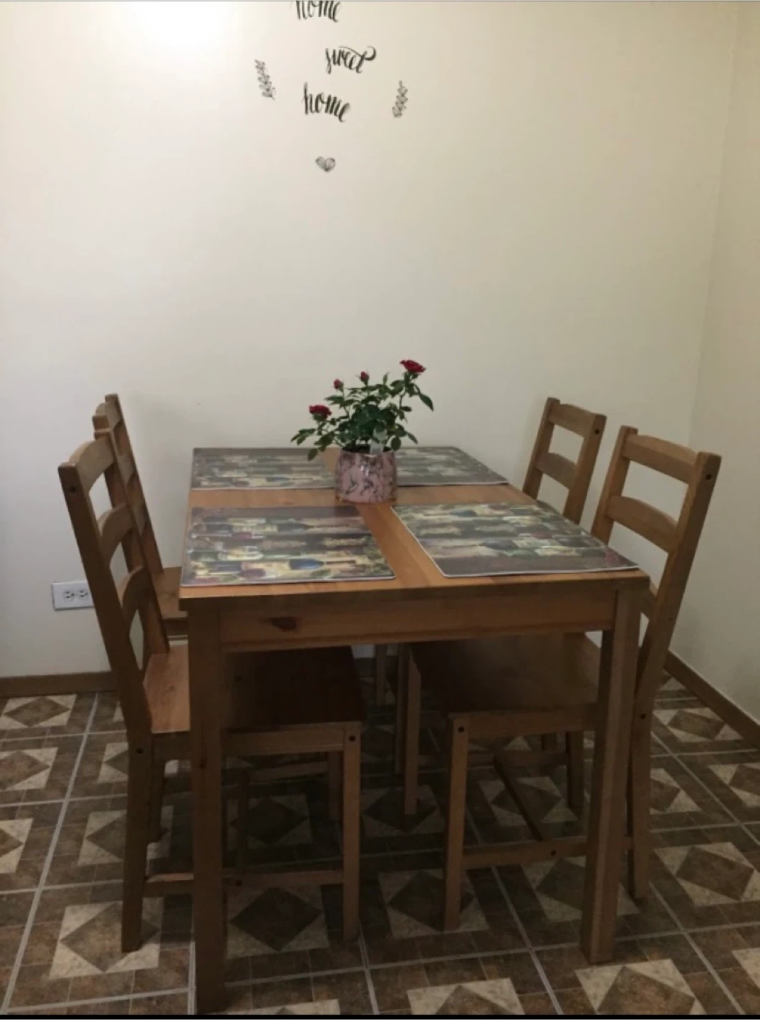 Wooden Dining Table with 4 Chairs