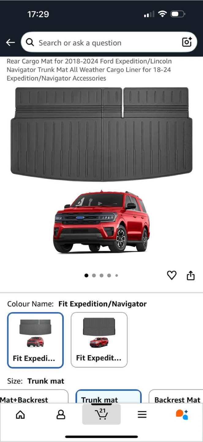 Cargo Trunk Mat — Ford Expedition / Lincoln Navigator 2018-2024