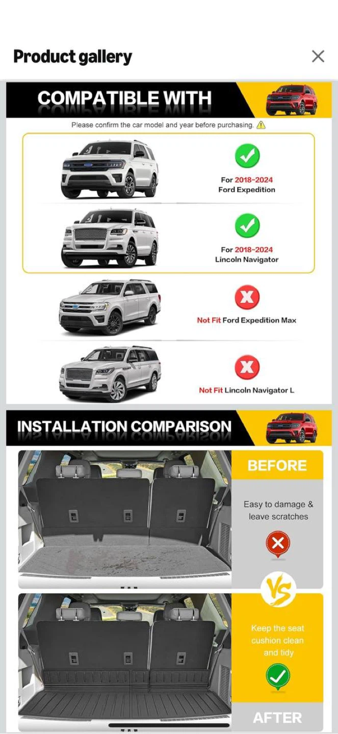 Cargo Trunk Mat — Ford Expedition / Lincoln Navigator 2018-2024 - photo 3