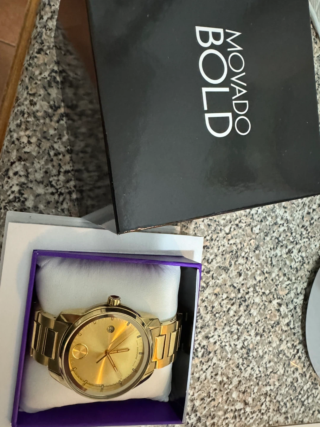Movado Bold Gold Watch with Box