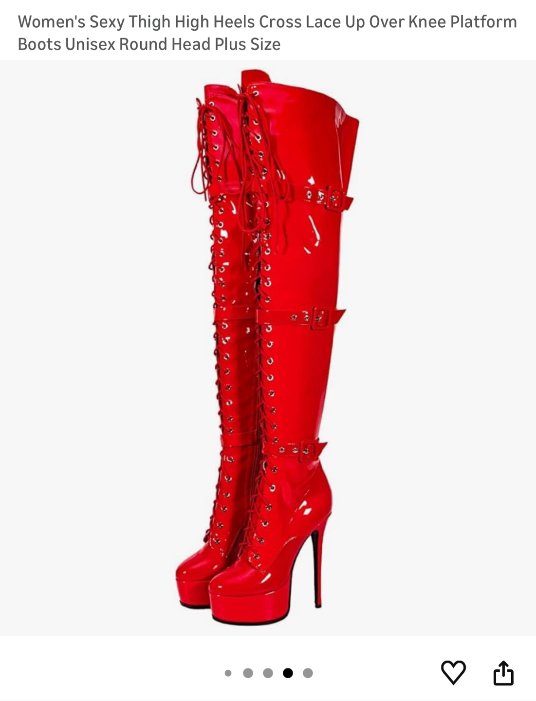 Red Thigh High Platform Boots, Size 11