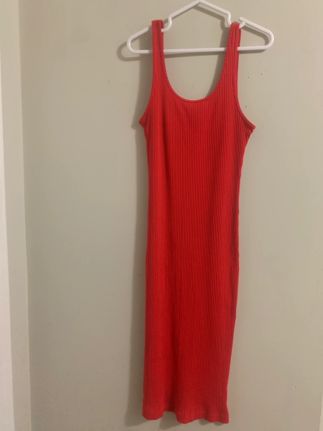 Red Ribbed Tank Dress